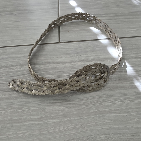 Braided Metallic Silver Waist Belt